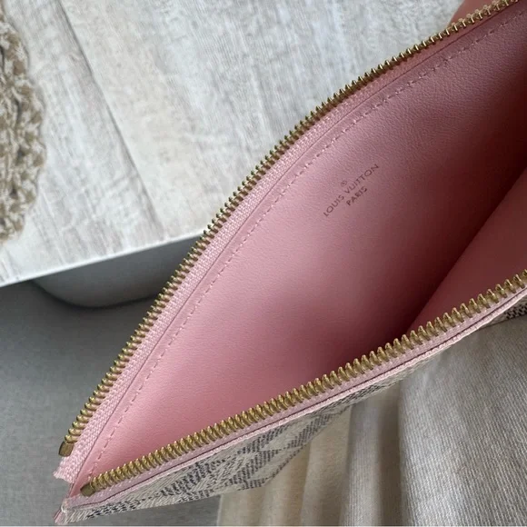 Authentic Louis Vuitton Felicie Insert Damier Azur/Rose Ballerina Zip Pouch - Picture 10 of 12